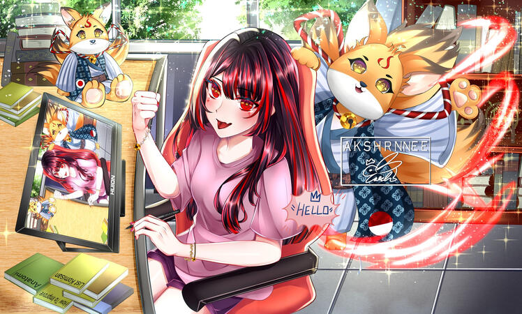 Half Body+mascot+BG